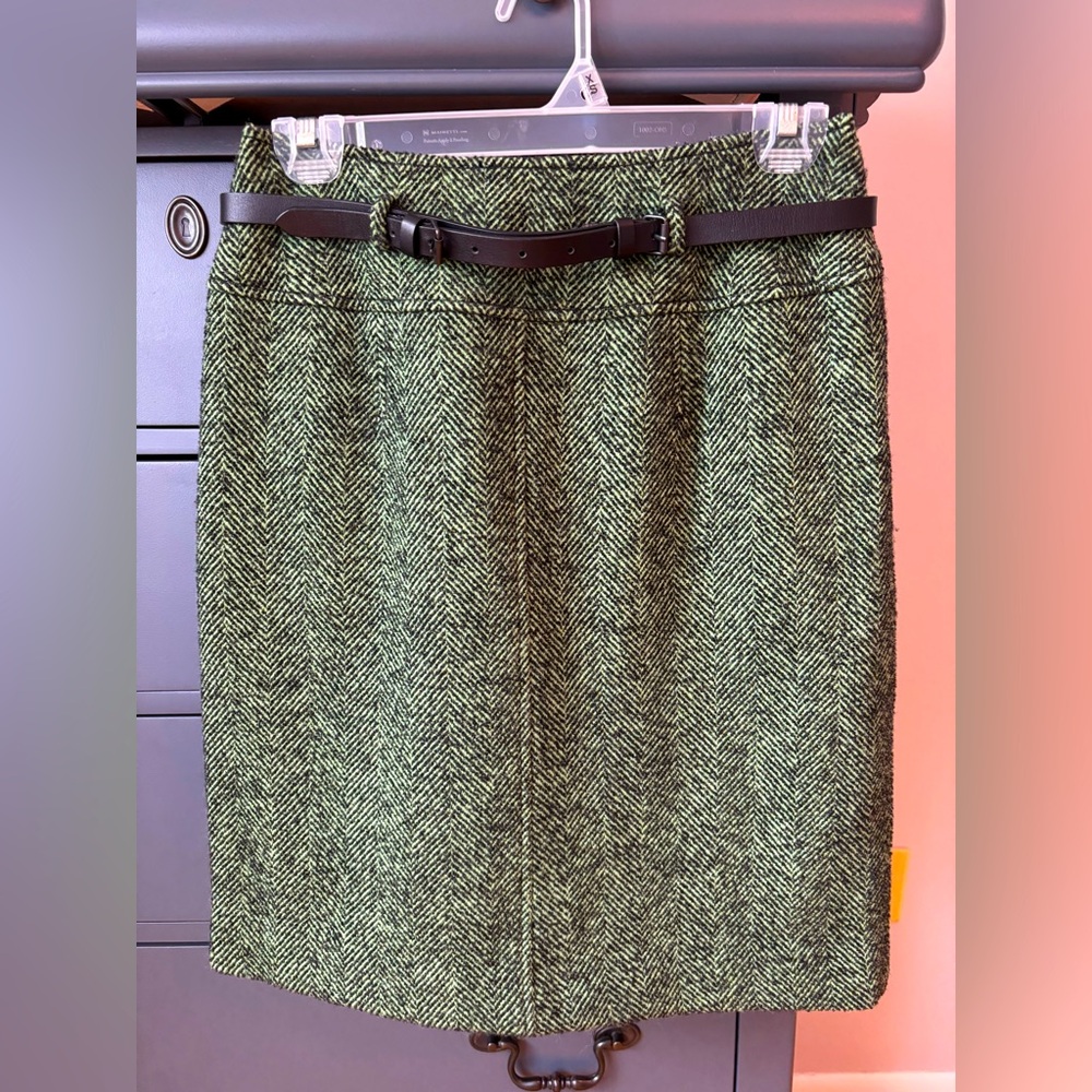 Carlisle green herringbone wool skirt
